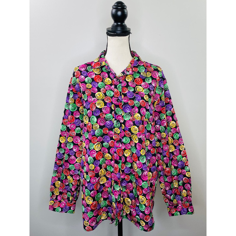 Vintage Miss James at Sir James Printed Top Womens XL Classic Career Maximalist